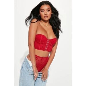 Heart Eyes 2‎ Piece Corset Set - Red/combo Size M RefFNB3